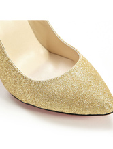 4 7/10'' High Heel Gold Sheepskin Fashion Special Occasion Pumps