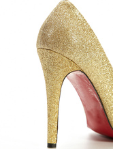 4 7/10'' High Heel Gold Sheepskin Fashion Special Occasion Pumps