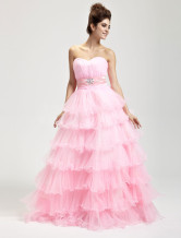 Rose dur fil étage longueur Masquerade robes de bal