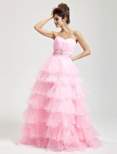 Rose dur fil étage longueur Masquerade robes de bal