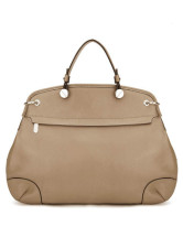 Apricot Cow Leather Ruffled Tote Handbag