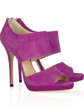 Purple 4 3/4'' High Heel Suede Platform Zipper Fashion Shoes