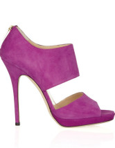 Purple 4 3/4'' High Heel Suede Platform Zipper Fashion Shoes