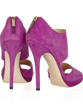 Purple 4 3/4'' High Heel Suede Platform Zipper Fashion Shoes