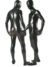 Black Unisex Shiny Metallic Zentai