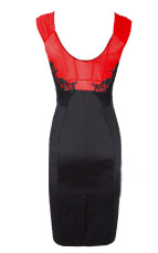 Modern Western Red Sleeveless Silk Spandex Womens Dress