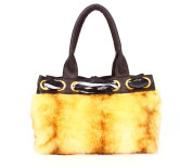 Sac fourre-tout de brun Cony cheveux Bandage Zip PU féminin de lumière