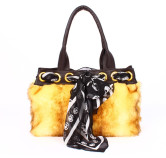 Sac fourre-tout de brun Cony cheveux Bandage Zip PU féminin de lumière