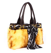 Sac fourre-tout de brun Cony cheveux Bandage Zip PU féminin de lumière