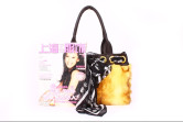 Sac fourre-tout de brun Cony cheveux Bandage Zip PU féminin de lumière