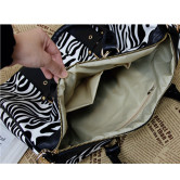 Zebra-Printed Zip Closure Buckle PU Womens Bag