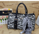 Zebra-Printed Zip Closure Buckle PU Womens Bag
