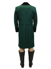 un beau manteau a queue vert foncee a double boutonnage du tissu jazz