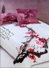 Ensemble de literie blanc et rouge oriental de housse de couette de coton 
