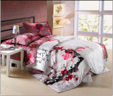 Ensemble de literie blanc et rouge oriental de housse de couette de coton 
