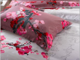 Ensemble de literie blanc et rouge oriental de housse de couette de coton 
