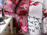 Ensemble de literie blanc et rouge oriental de housse de couette de coton 
