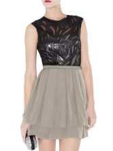 Unique Black Terylene Acetate Fiber Sleeveless Double-layered Party Dress