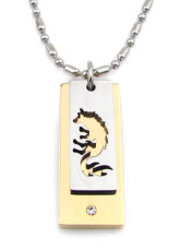 Perfect argenté et noir Mens Acier Titane Pendentif