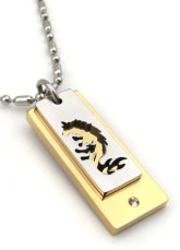 Perfect argenté et noir Mens Acier Titane Pendentif