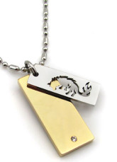 Perfect argenté et noir Mens Acier Titane Pendentif