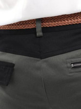 Élégant gris-vert noir coton Womens Straight pantalon