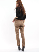 Équipé de coton brun Womens Straight pantalon