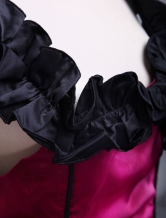 Robe classique de Lolita de fleur noire et rouge foncée en satin 