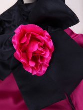 Robe classique de Lolita de fleur noire et rouge foncée en satin 