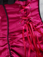 Robe classique de Lolita de fleur noire et rouge foncée en satin 