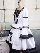 Robe de lolita gothique Taillée Dentelle Noire et Blanche 