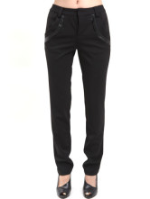 Black attrayant épaissir élastique tricotage pantalons de coton Womens Straight