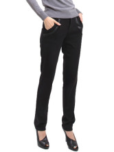 Black attrayant épaissir élastique tricotage pantalons de coton Womens Straight