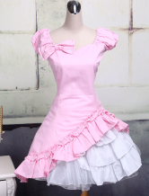 Robe lolita rose douse manches courtes 