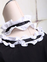 Ride de lolita dentelle noire et blanche en coton et Robe gothique de Lolita en coton