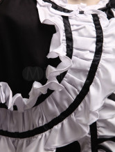 Ride de lolita dentelle noire et blanche en coton et Robe gothique de Lolita en coton