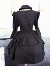 Robe de Lolita de style Punk noire en coton de manches longues  