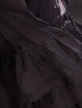 Robe de Lolita de style Punk noire en coton de manches longues  