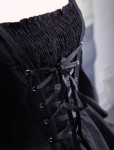 Robe de Lolita de style Punk noire en coton de manches longues  