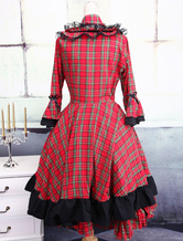 Robe classique scolaire de Lolita noire et rouge de manches longues en coton