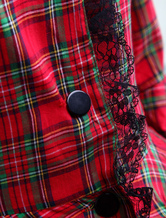 Robe classique scolaire de Lolita noire et rouge de manches longues en coton