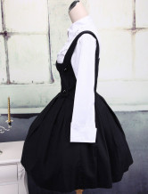 Chemise blanche de manches longues en coton et Jupe noire de Lolita en coton 