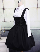 Chemise blanche de manches longues en coton et Jupe noire de Lolita en coton 