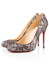 Escarpins en noir et blanc élégants à talons hauts avec plate-forme avec dentelle 