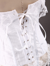 Sexy White Strapless Cotton Lace Corset Bustier And Panty Set