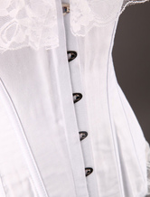 Sexy White Strapless Cotton Lace Corset Bustier And Panty Set