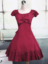 Cotton Fuchsia Red Ruffles Classic Lolita Dress