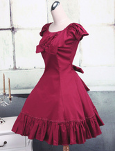 Cotton Fuchsia Red Ruffles Classic Lolita Dress