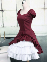 Robe classique de Lolita en coton de manches courtes et nœud papillon de ride  