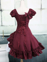 Robe classique de Lolita en coton de manches courtes et nœud papillon de ride  
